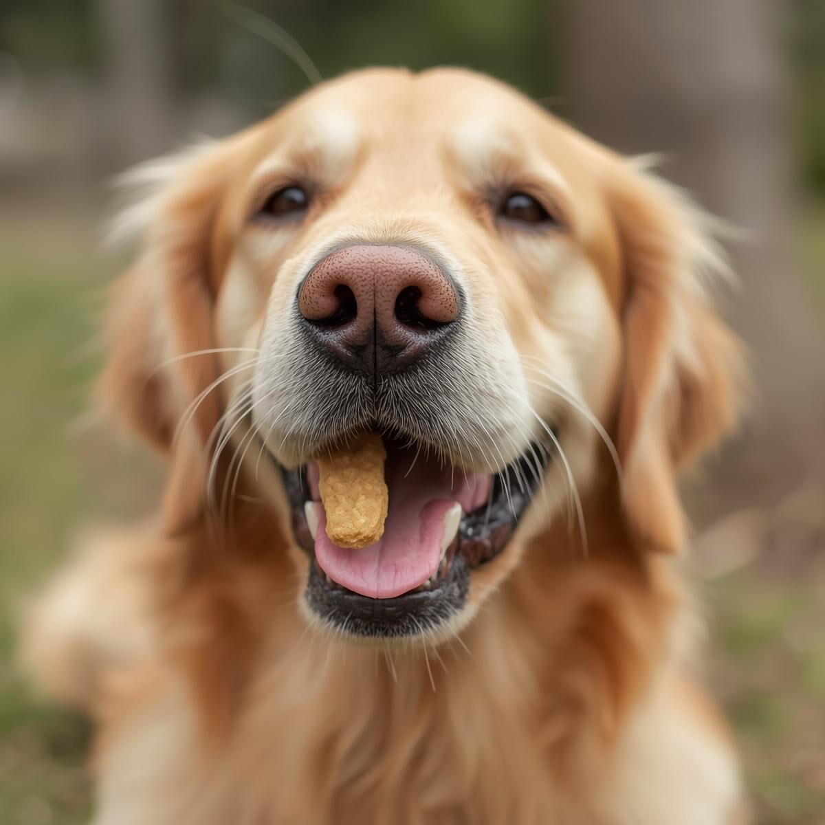 Golden retriever mit Leckerli