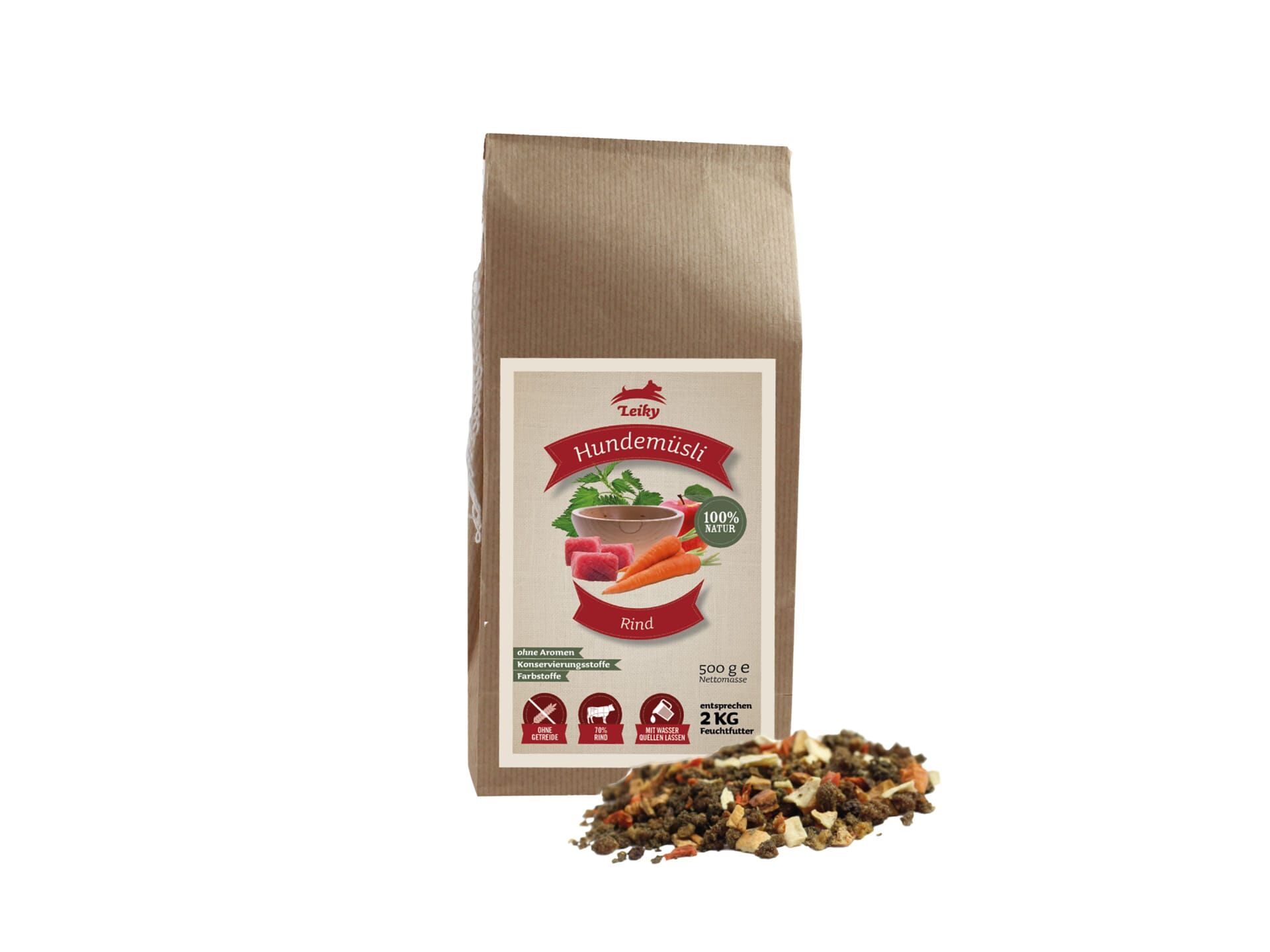 Hundemüsli Rind 500g Leiky Hundemüsli Rind 500g Trockenbarf