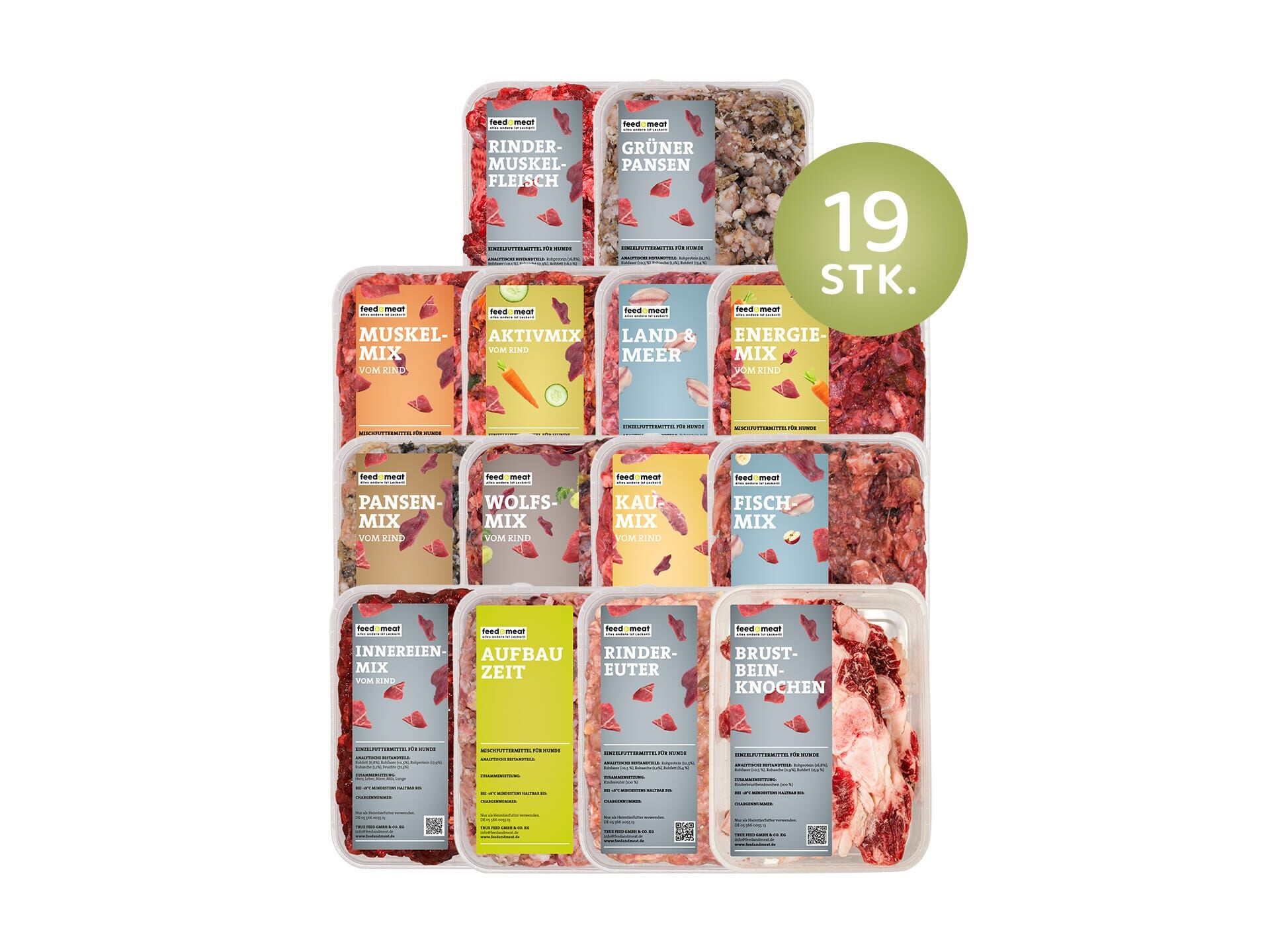 feed&meat Barfeinsteigerpaket für Hunde 22 Fertigmix und Einzelkomponenten