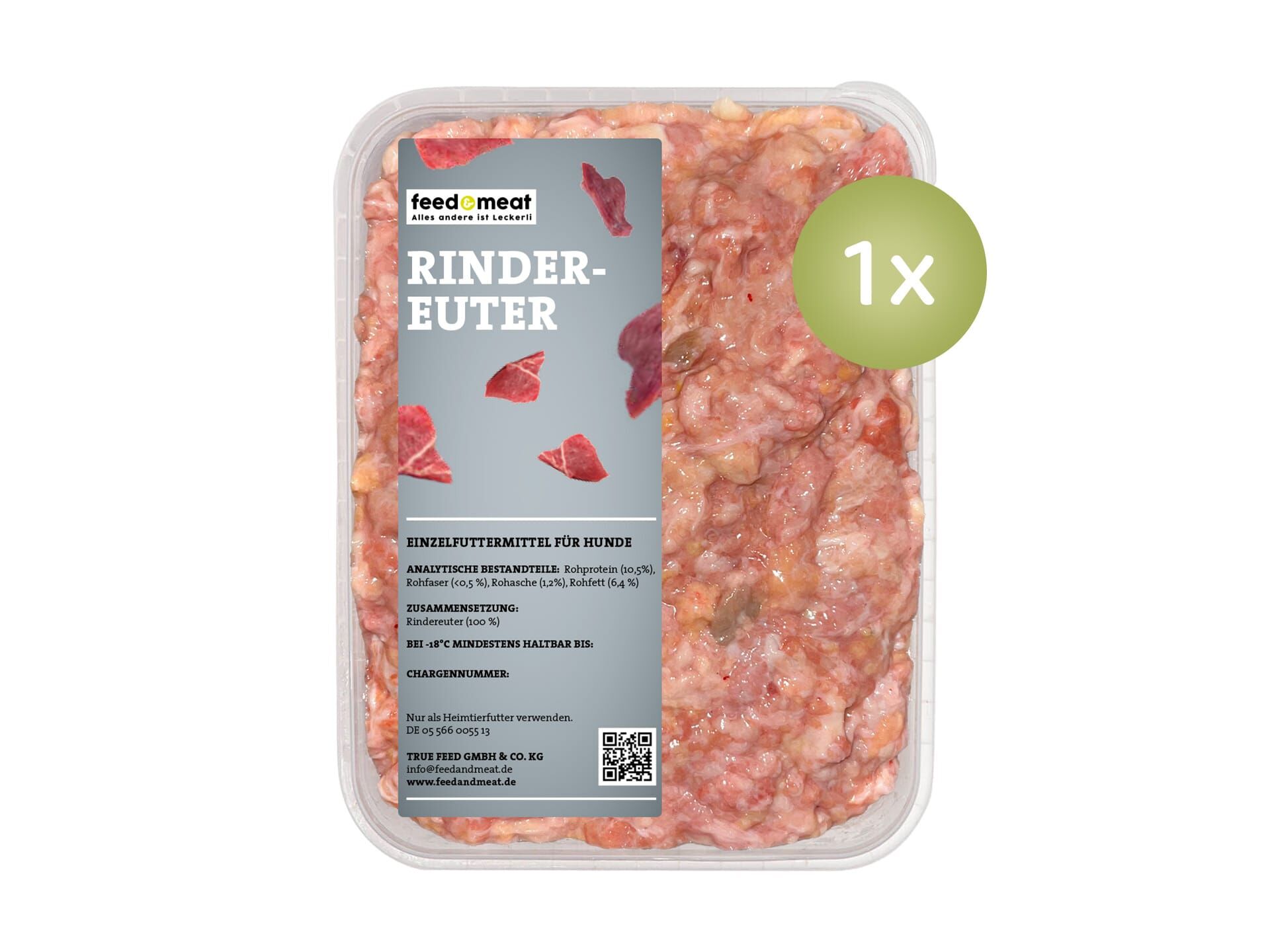 1x feedandmeat Rindereuter für Hunde