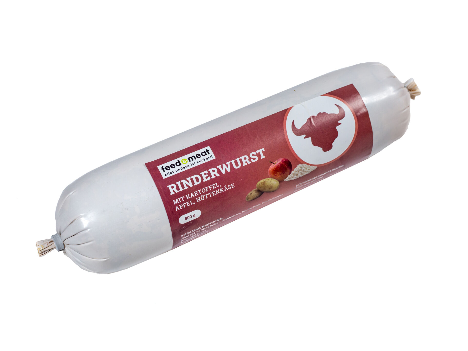 feed&meat Barfwurst Rind für Hunde ohne Getreide