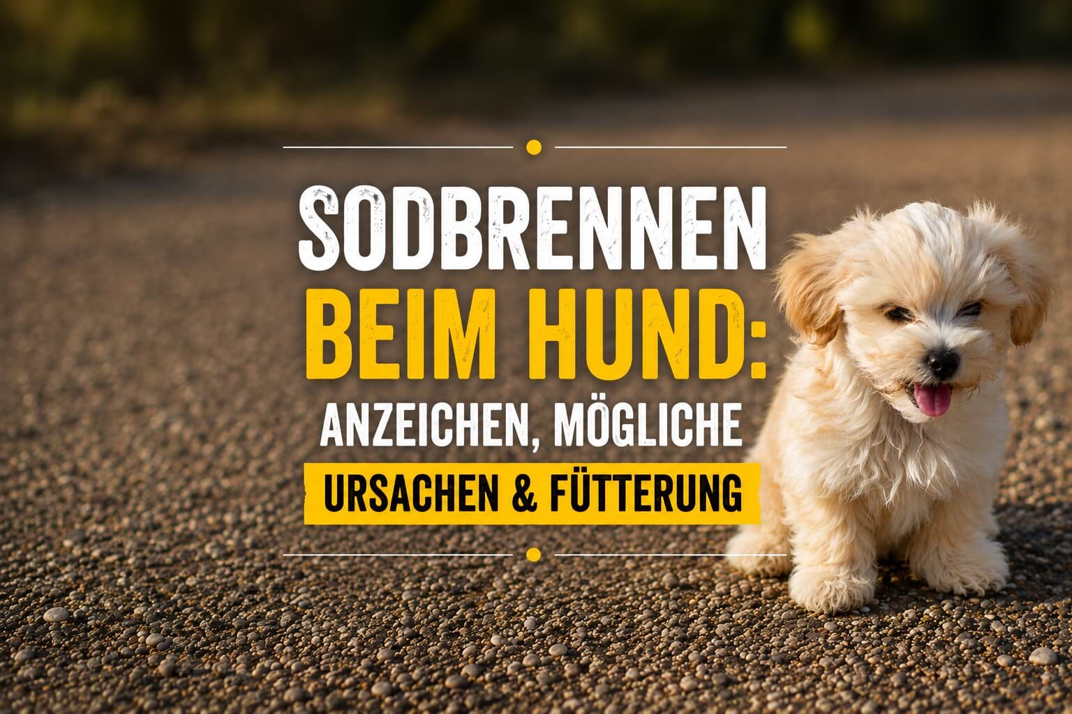 Heller kleiner Hund im Freien – Sodbrennen beim Hund und mögliche Ursachen.