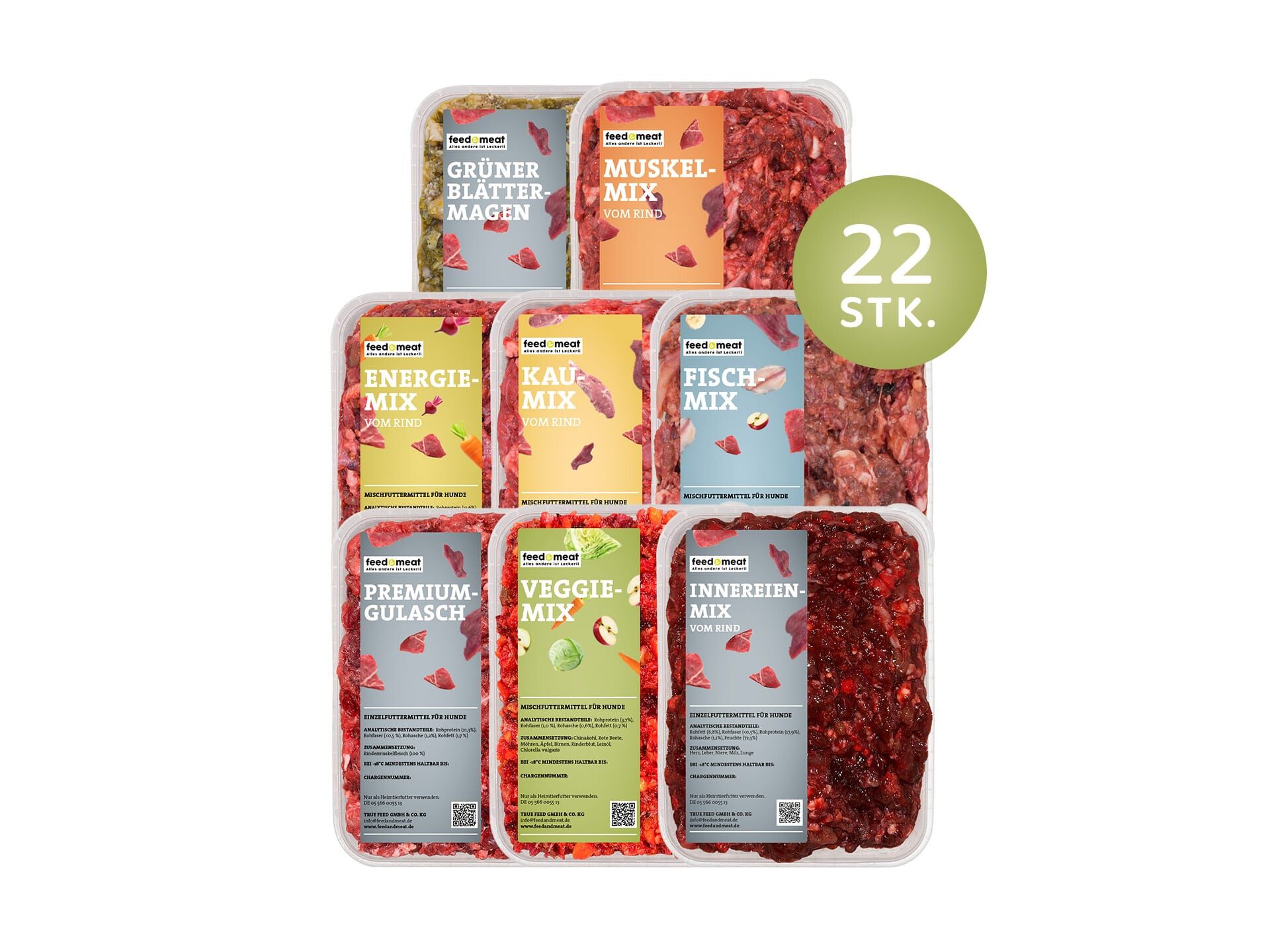 BARF-Dickipaket feed&meat Dickipaket mit 22 mageren Barfmixen und Mischungen für dickere Hunde