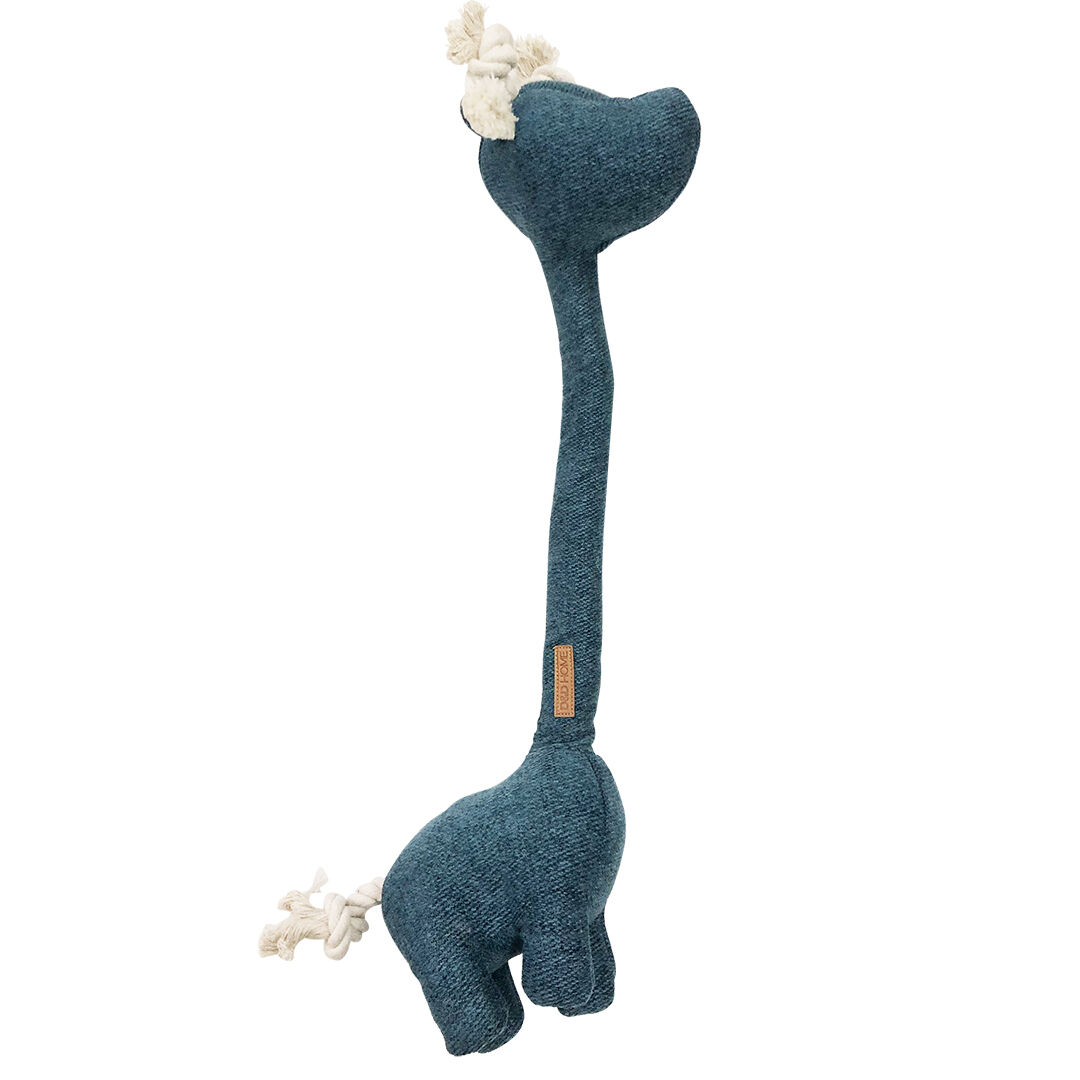 HUndespielzeug Giraffe Georg mit Tauseil blu Giraffe mit Tauseilhals Hundespielzeug