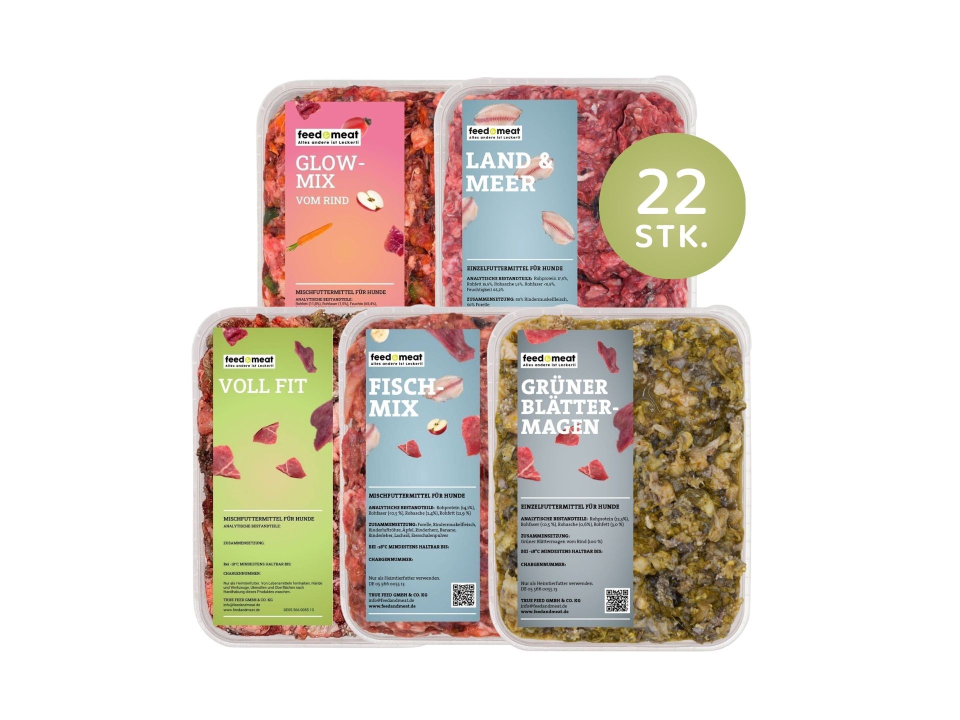 Barf Glanzpaket für HUnde mit 22 Schalen Frostfutter