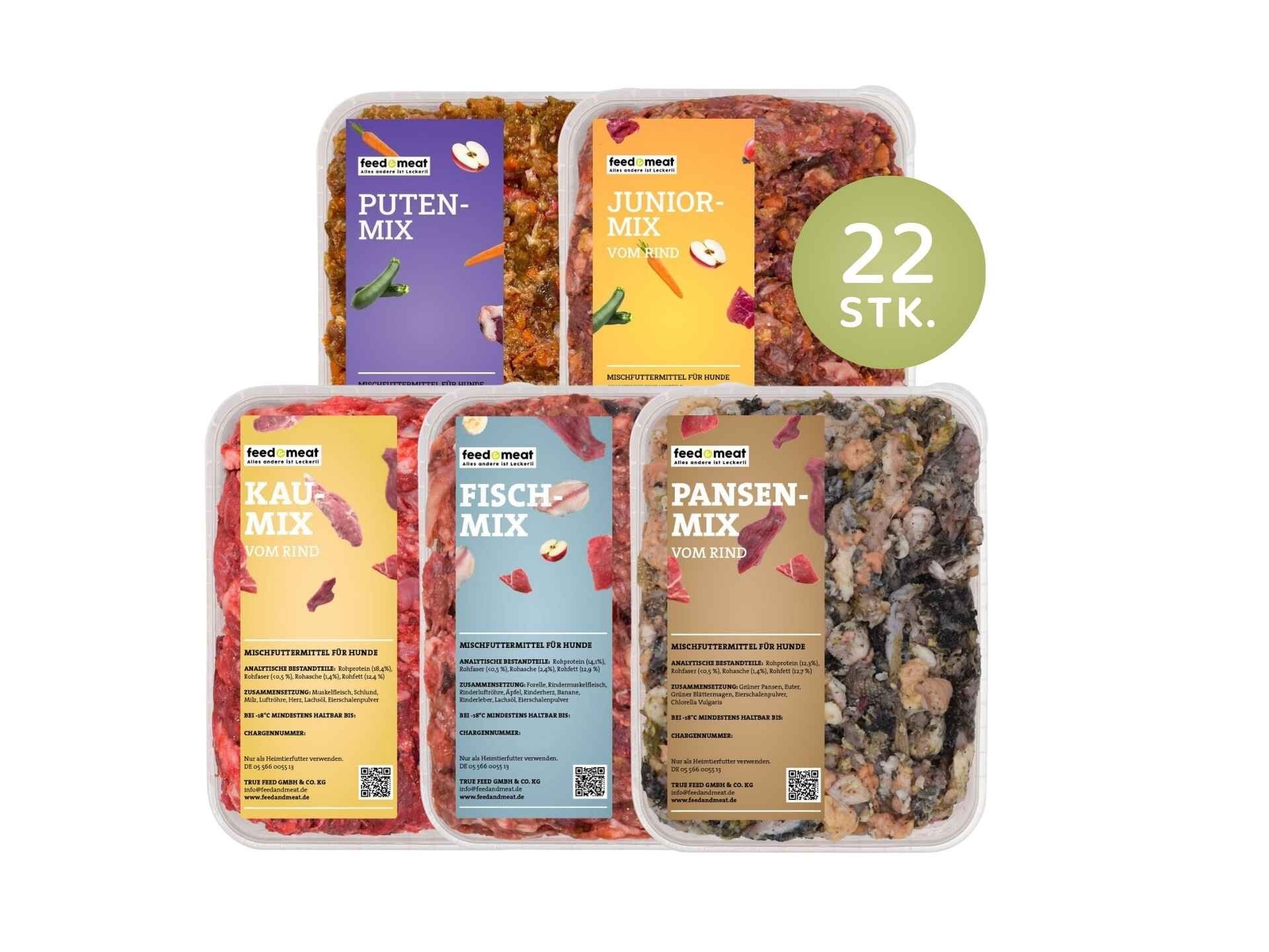 5 Barfmixe für den Junghund Barf Juniorpaket für Junghunde 22 Schalen mit Barfmixen