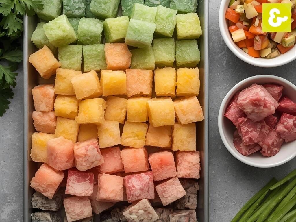 Gemüsewürfel gefroren für Hunde