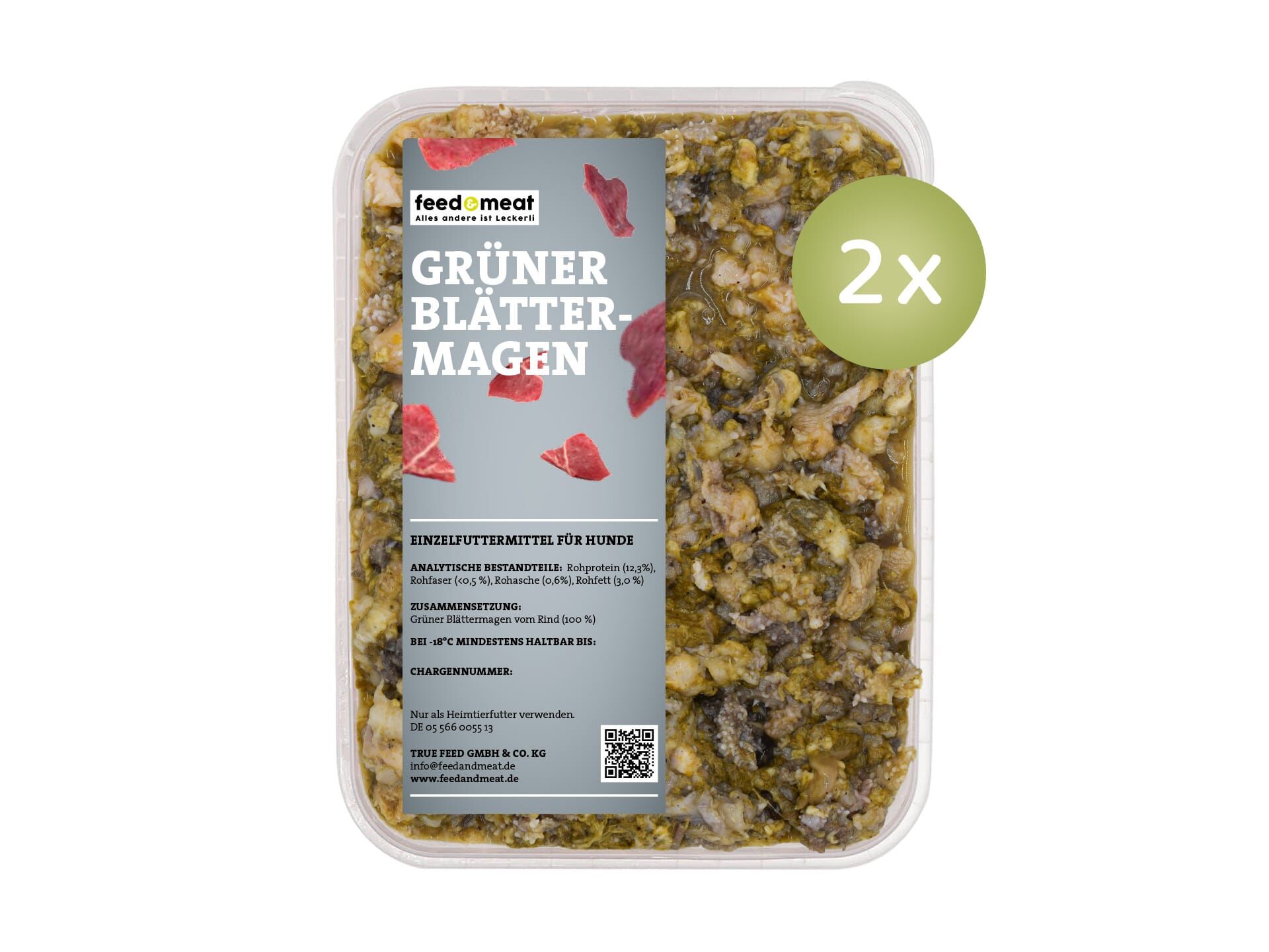 2x feedandmeat grüner Blättermagen für Hunde