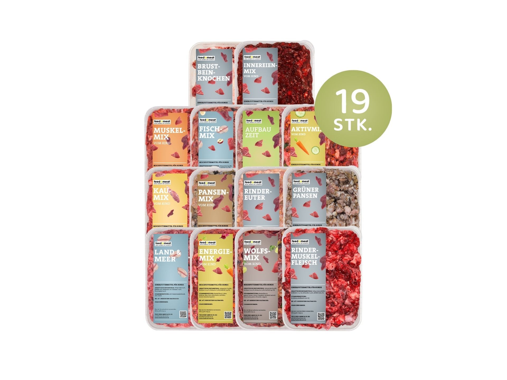 feed&meat Barfeinsteigerpaket für Hunde 22 Fertigmix und Einzelkomponenten