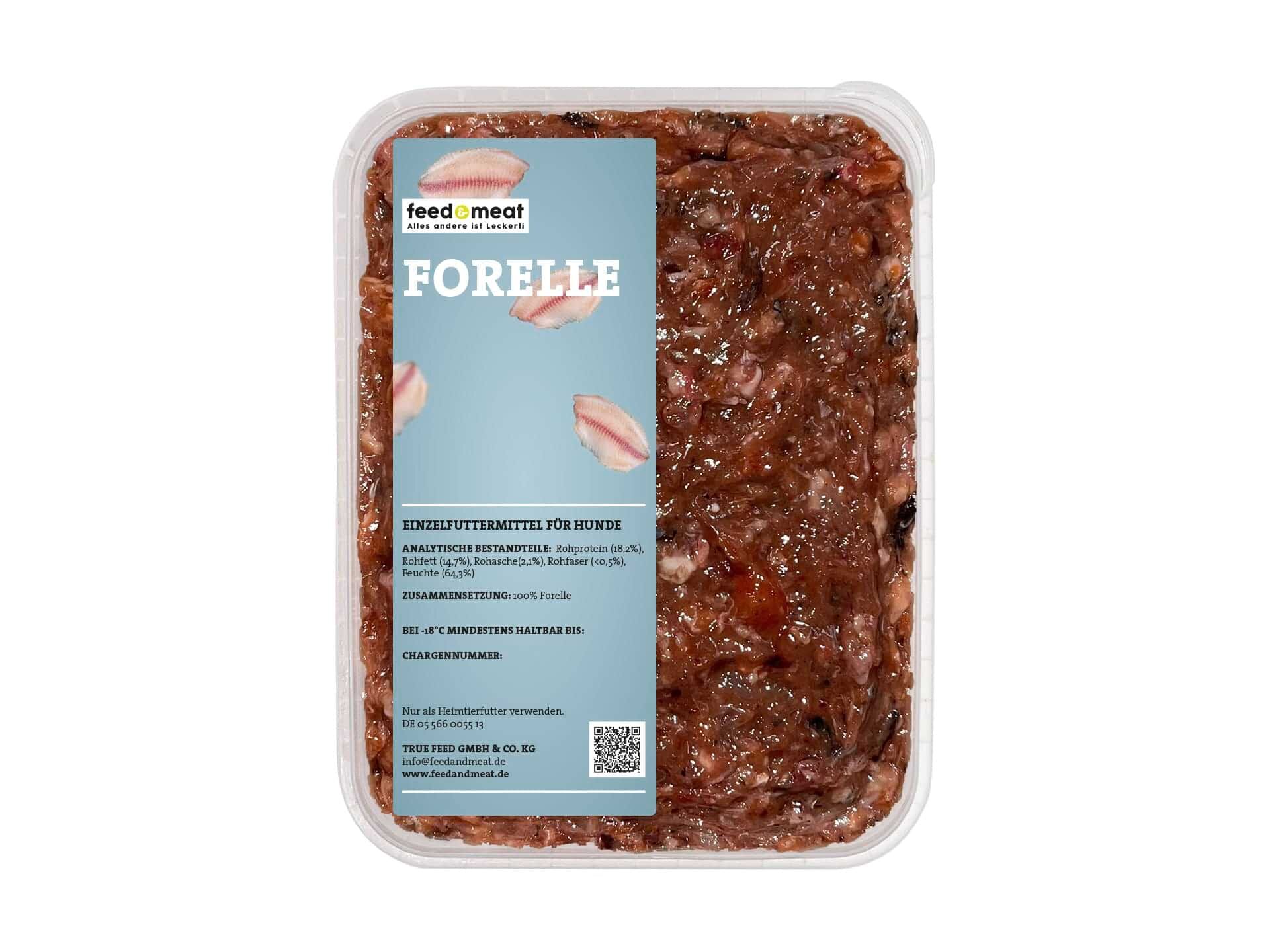 Forelle feed&meat Forelle Barfeinzelkomponente für Hunde