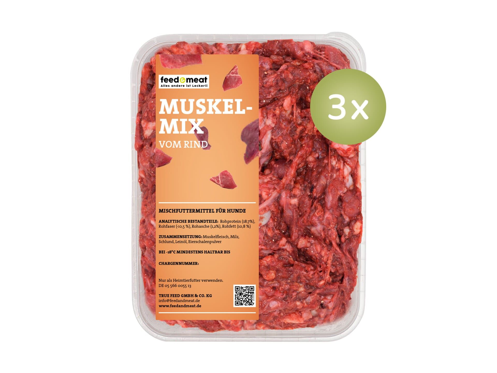 3x Muskelmix Barfmix für Hunde mit Leinöl
