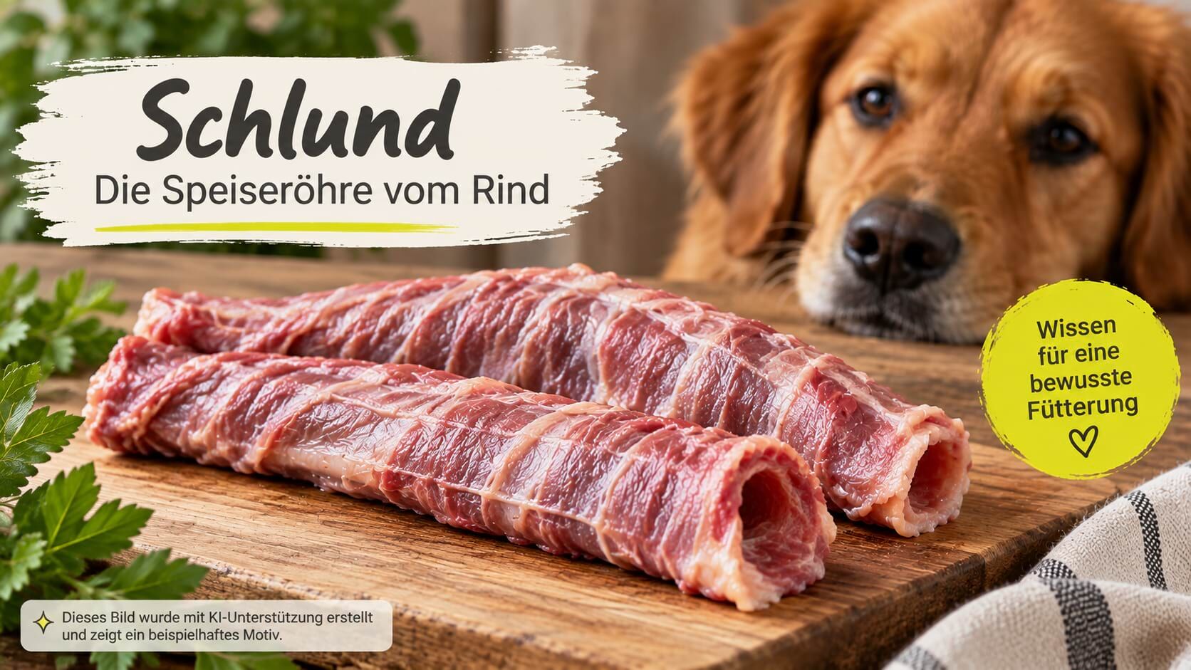 Schlund vom Rind beim BARFen Rinderschlund als Speiseröhre vom Rind für die BARF-Fütterung beim Hund