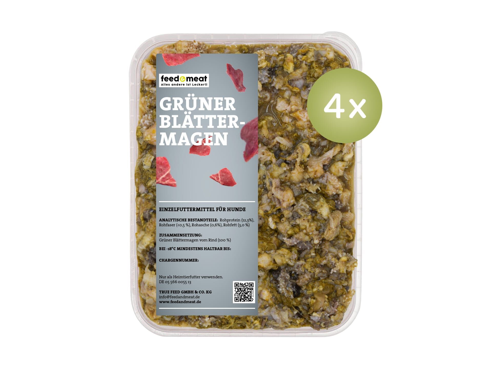 4x Barf Grüner Blättermagen vom Rind für Hunde