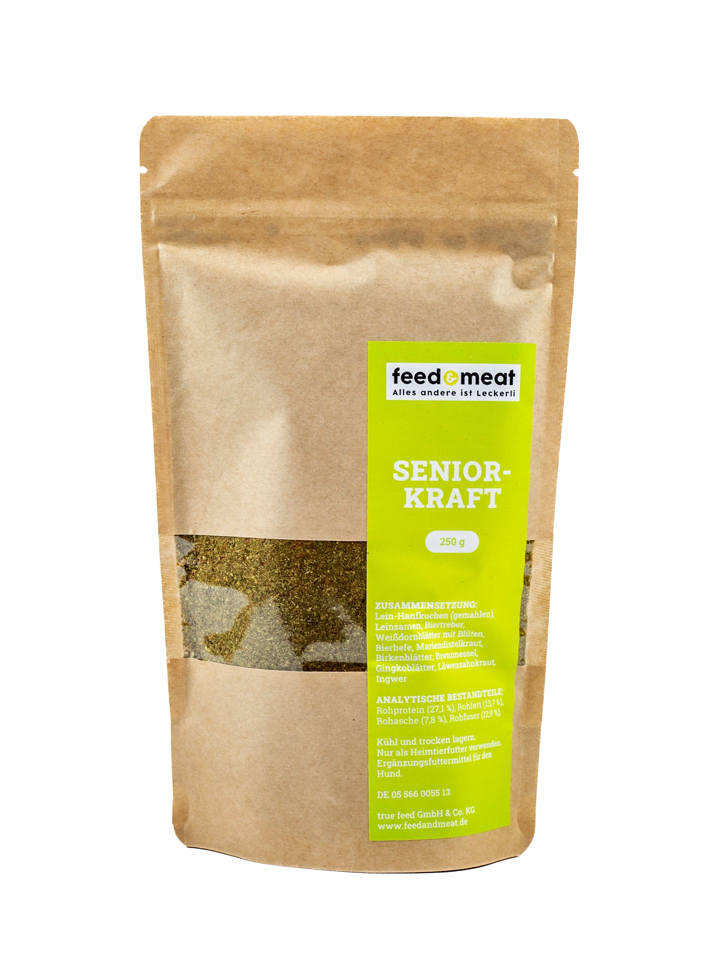 BARF Seniorkraft – Natürliche Nahrungsergänzung für ältere Hunde Dose BARF Seniorkraft mit Pulver für ältere Hunde, um die Gelenkgesundheit und Vitalität zu fördern