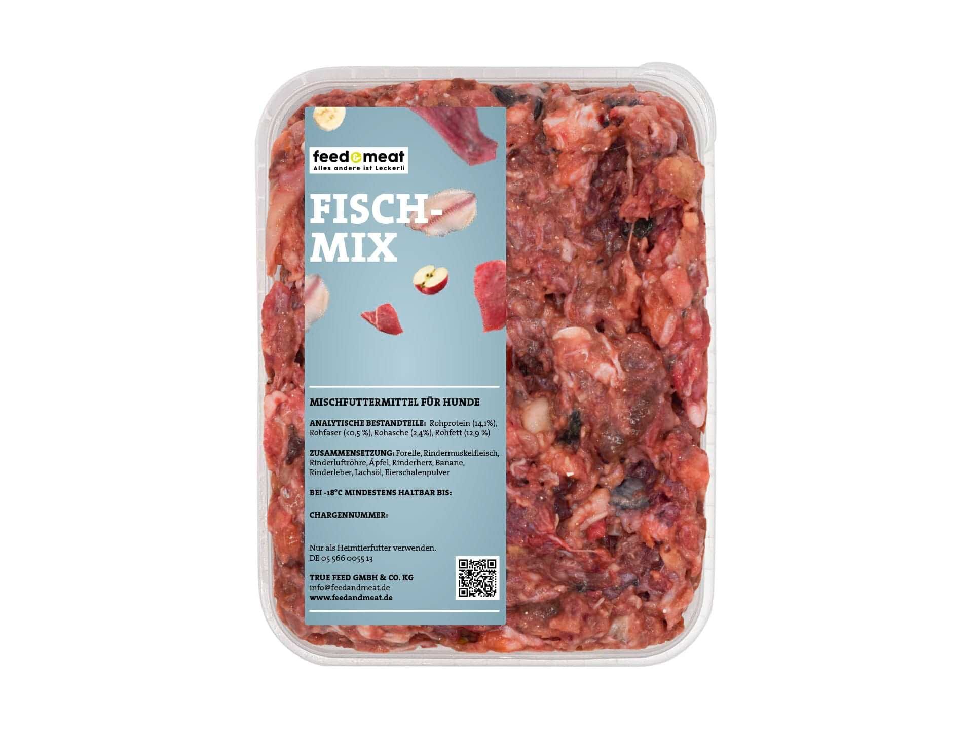 Fischmix für Hunde Barf feed&meat Fischmix Barfmix für Hunde mit Forelle, Obst und Leinöl