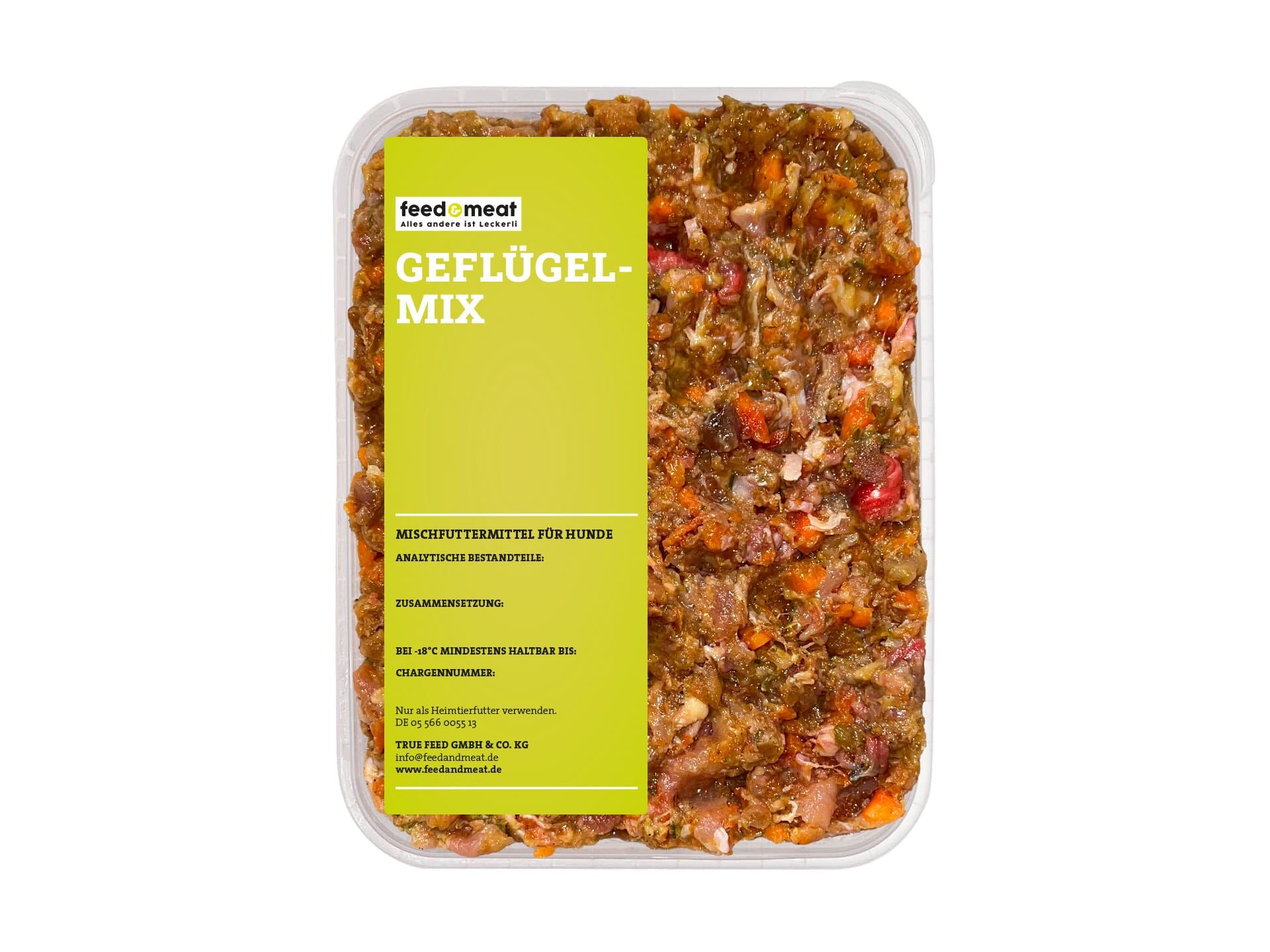 BARF Bio-Geflügelmix mit Bio-Huhn, Karotten und Kräutern – ideal für empfindliche Hundemägen feed&meat geflügelmix mit Biohuhn für Hunde
