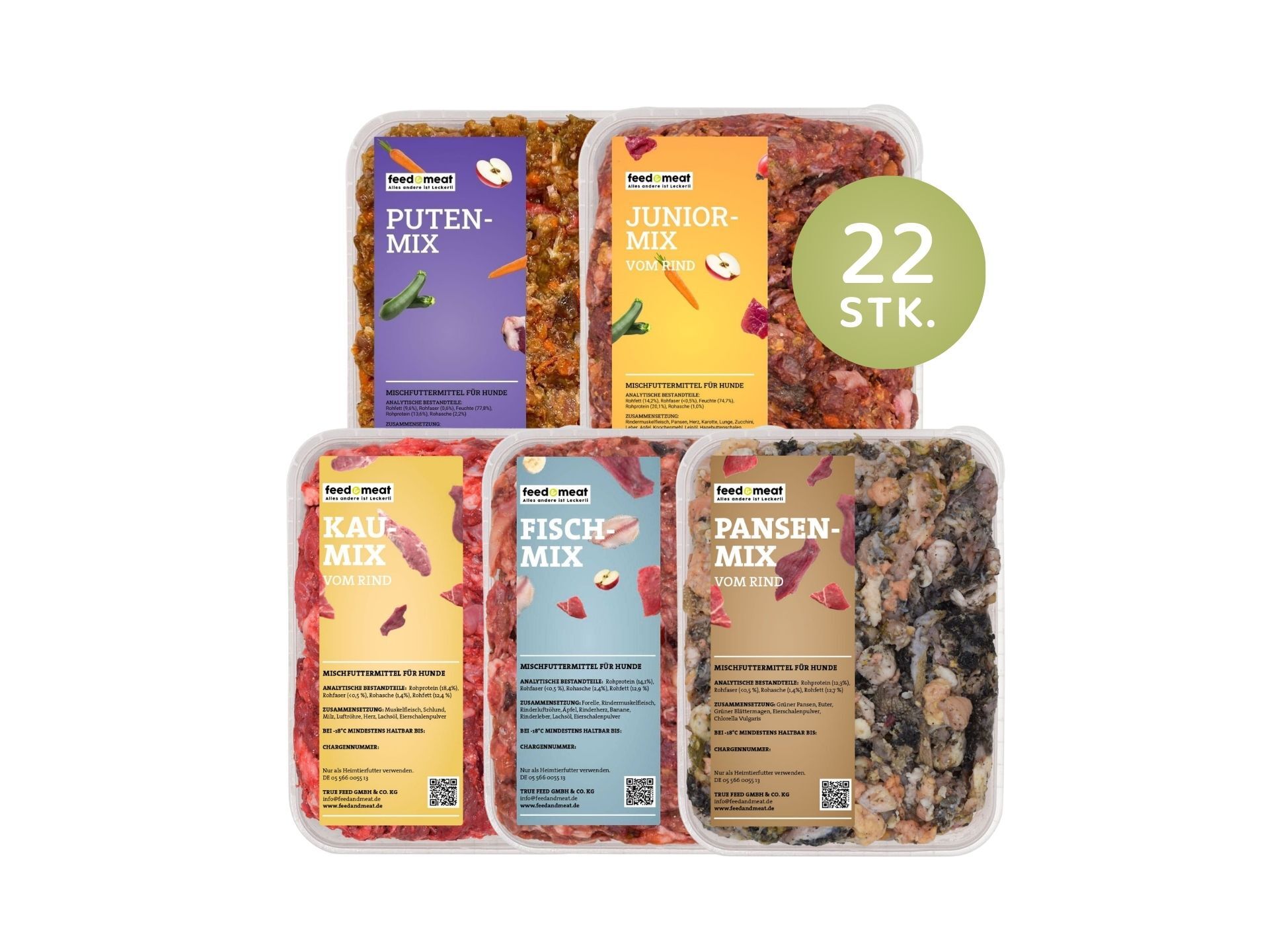 Barf Juniorpaket für Junghunde 22 Schalen mit Barfmixen