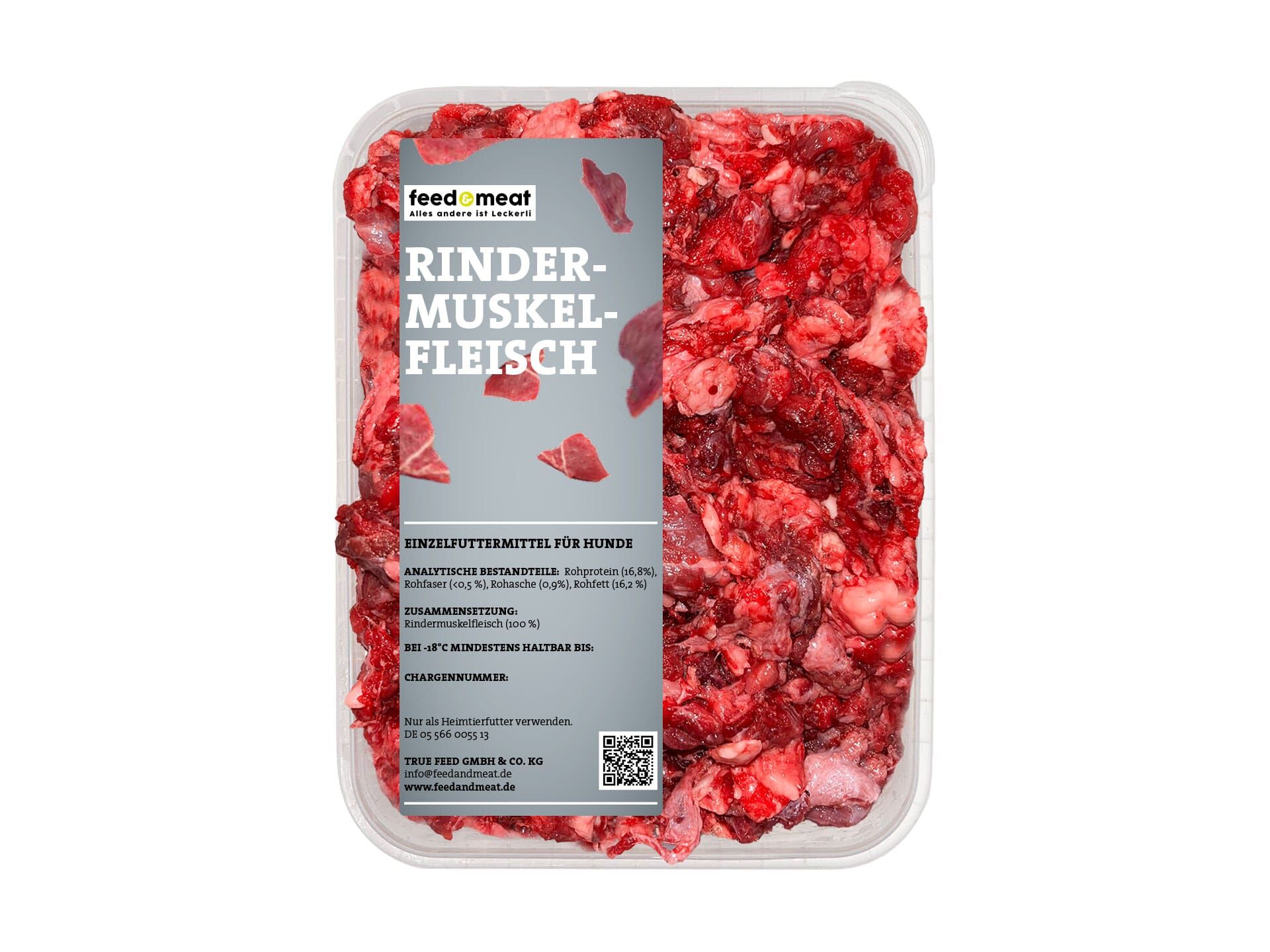 feedandmeat-barf-rindermuskelfleisch feedandmeat Barf Rindermuskelfleisch gewolft für Hunde