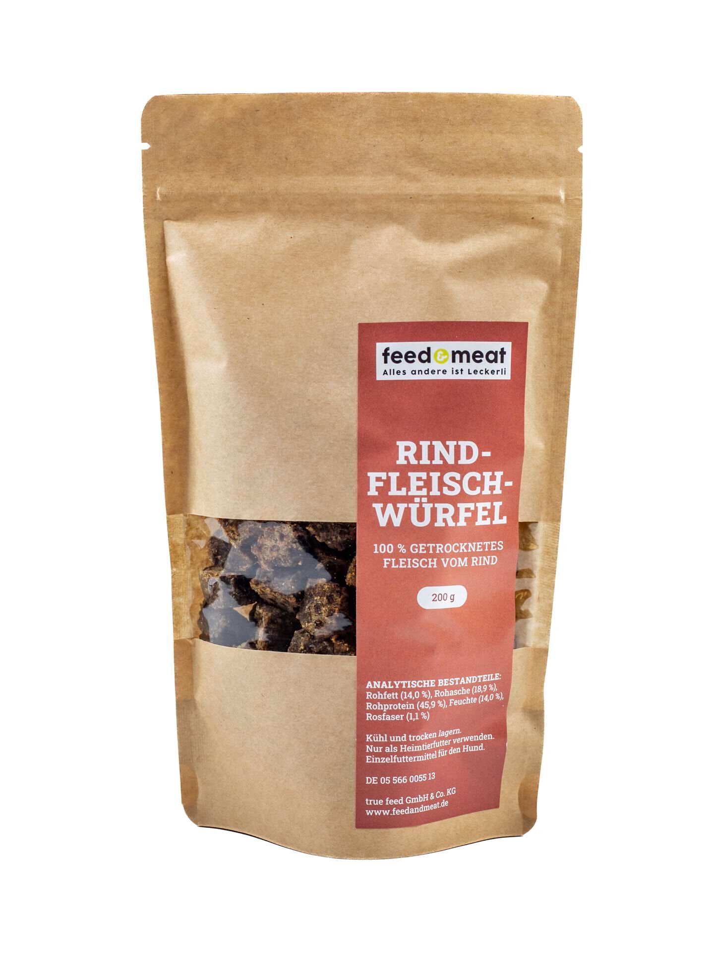 feedandmeat-Rindfleischwürfel für Hunde 200g