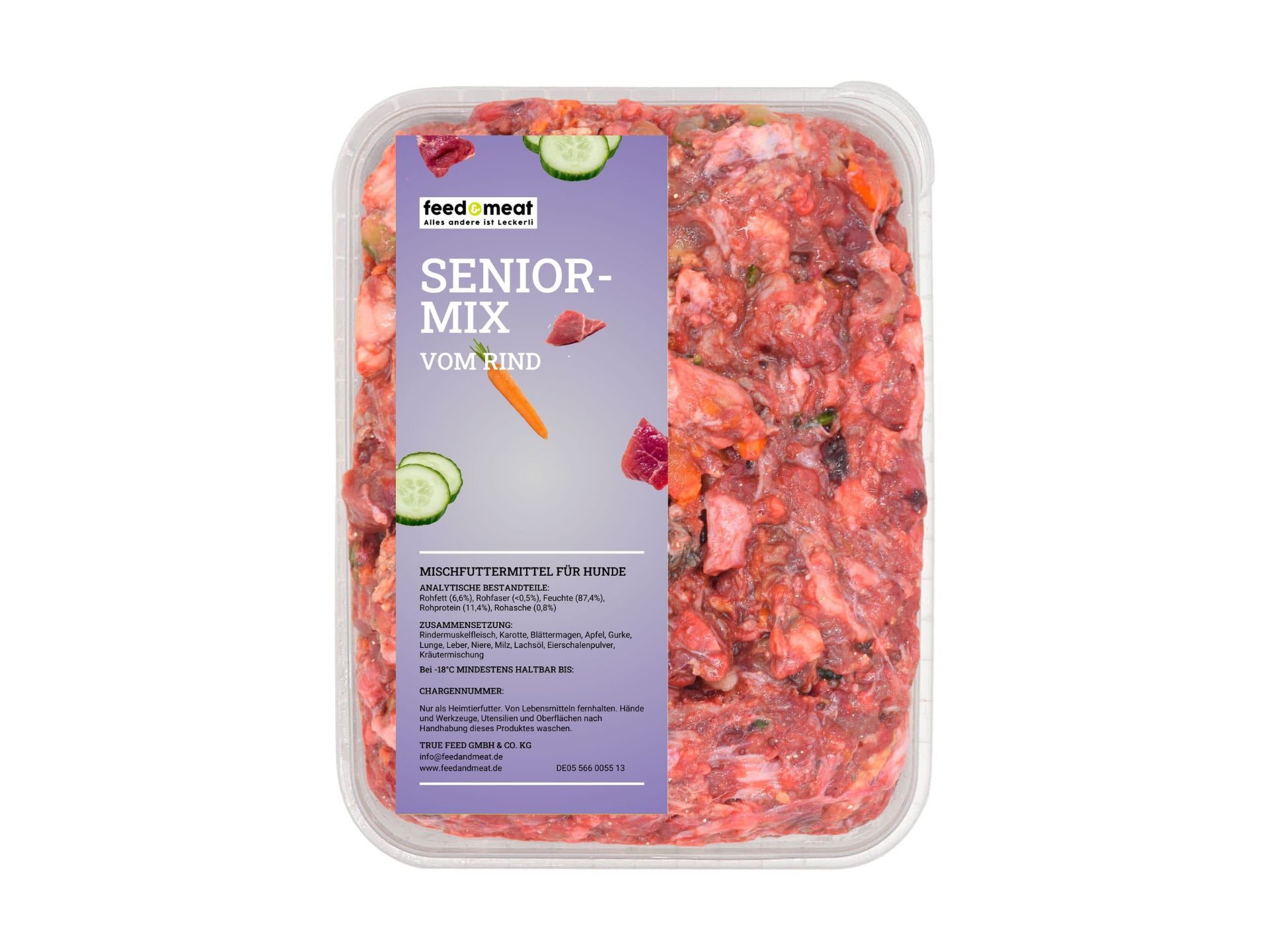 feedandmeat-barf-seniormix Barf Seniormix für Hunde in einer durchsichtigen Schale