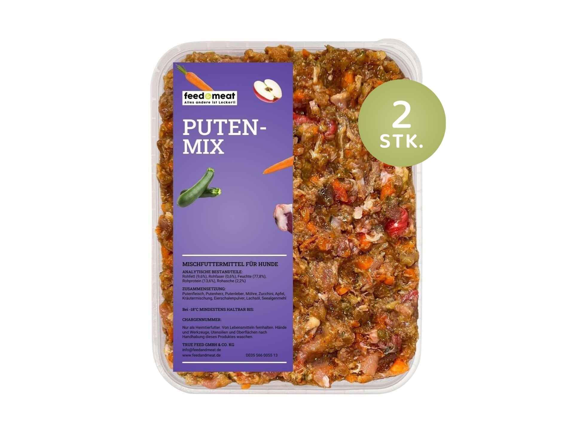 Barf Putenmix mit lila Etikett Frischfutter für Hunde 